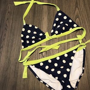 Arizona Navy Blue Polka Dot Swim Suit Large